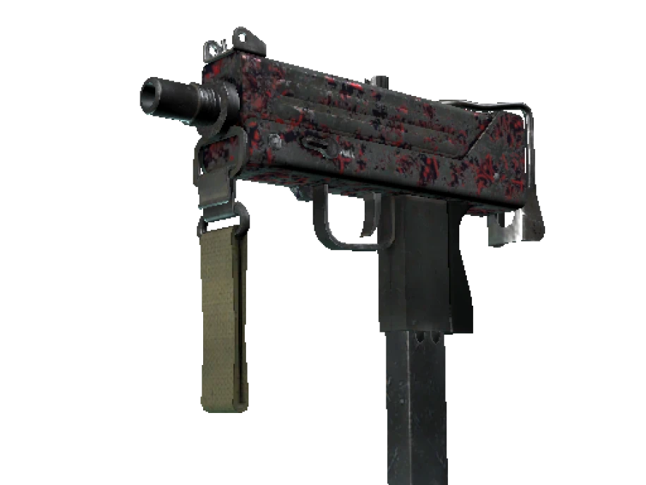 MAC-10 | Red Filigree (Battle-Scarred)